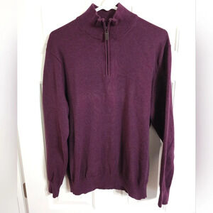 Jos A. Banks Traveler Large Maroon 1/4 Zip Pima Cotton Classic Preppy Sweater